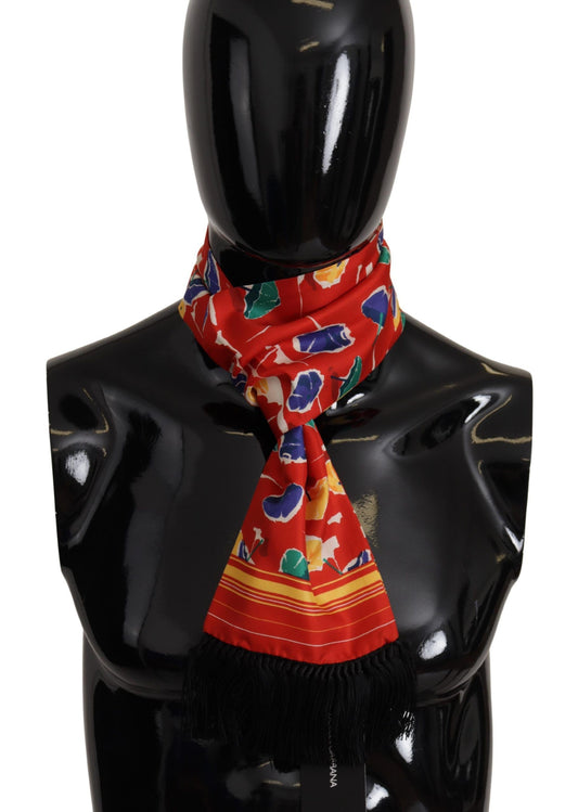 Dolce & Gabbana Multicolor DG Umbrellas Print Shawl Fringe Scarf - Designed by Dolce & Gabbana Available to Buy at a Discounted Price on Moon Behind The Hill Online Designer Discount Store