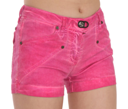 Pink Mid Waist Cotton Denim Mini Shorts designed by PLEIN SUD available from Moon Behind The Hill's Women's Clothing range
