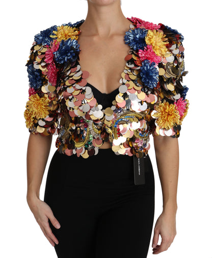 Crystal Sequined Floral Jacket Coat - Designed by Dolce & Gabbana Available to Buy at a Discounted Price on Moon Behind The Hill Online Designer Discount Store