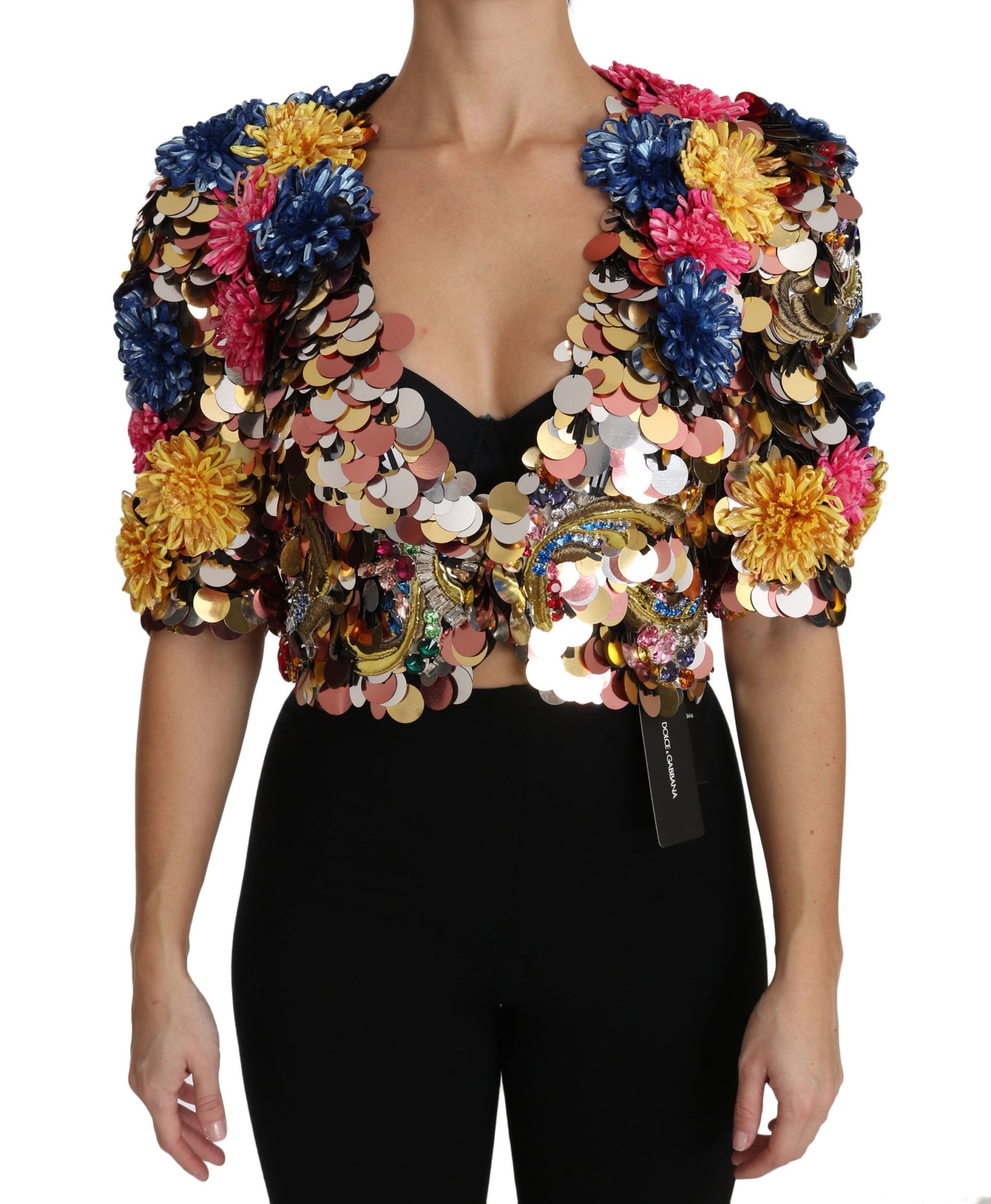 Crystal Sequined Floral Jacket Coat - Designed by Dolce & Gabbana Available to Buy at a Discounted Price on Moon Behind The Hill Online Designer Discount Store