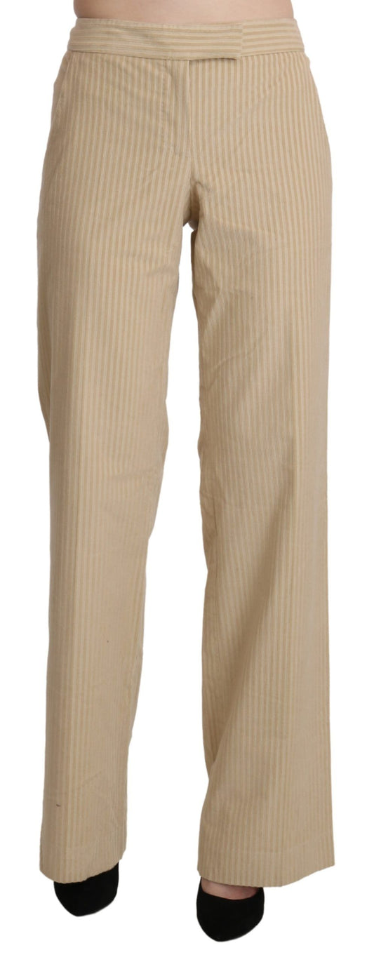 Beige High Waist Flared Wide Leg Trouser Pants - Designed by Ermanno Scervino Available to Buy at a Discounted Price on Moon Behind The Hill Online Designer Discount Store
