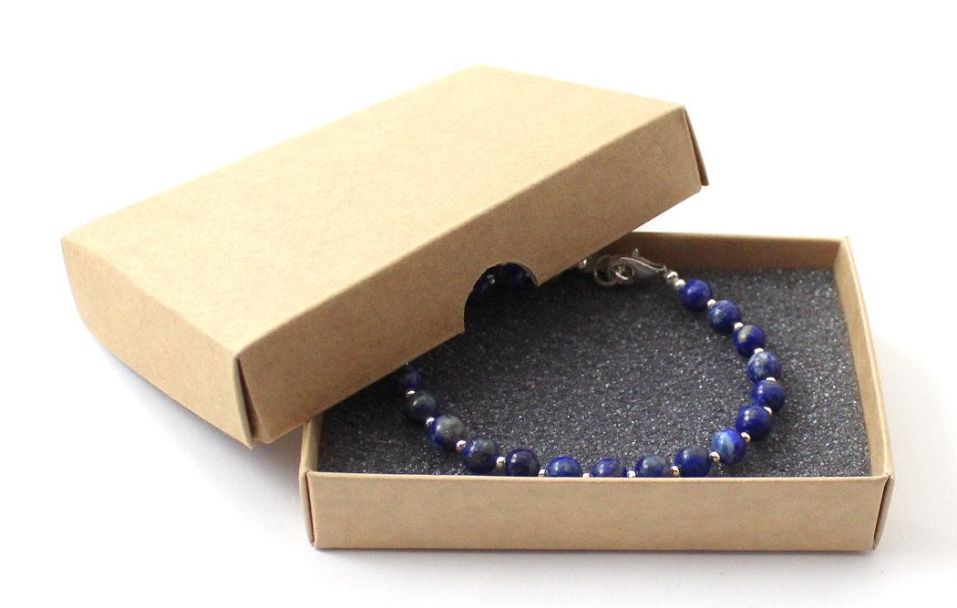 Lapis Lazuli Blue Bracelet With Silver Beads - Designed by TipTopEco Available to Buy at a Discounted Price on Moon Behind The Hill Online Designer Discount Store