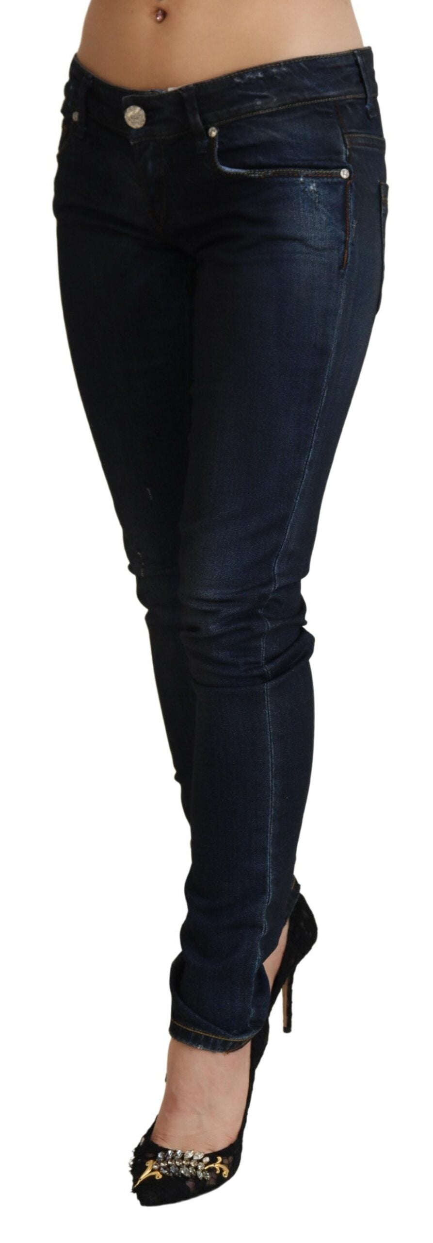 Blue Low Waist Slim Fit Women Denim Jeans - Designed by Acht Available to Buy at a Discounted Price on Moon Behind The Hill Online Designer Discount Store