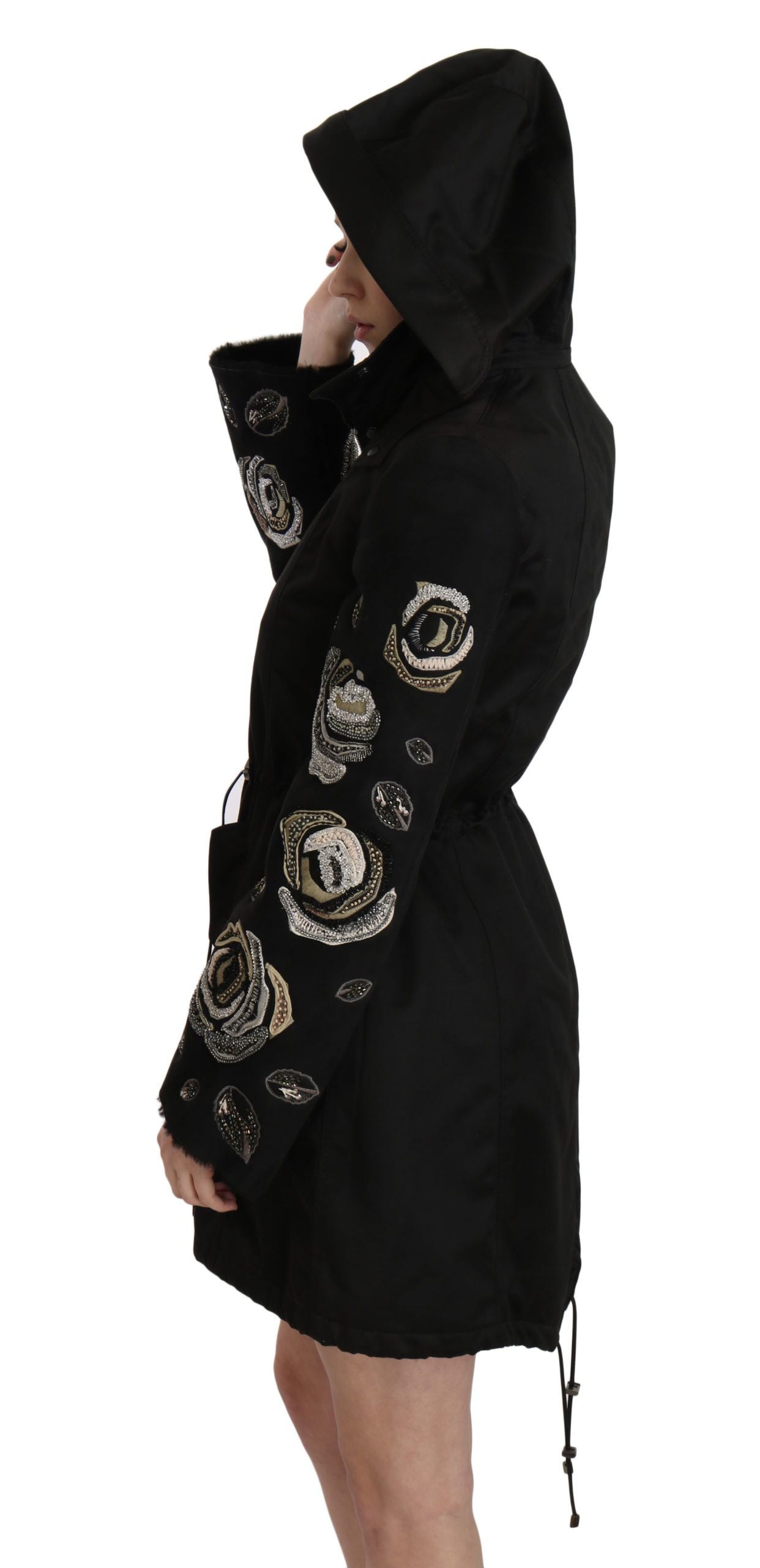 Floral Sequined Beaded Hooded Jacket Coat - Designed by John Richmond Available to Buy at a Discounted Price on Moon Behind The Hill Online Designer Discount Store