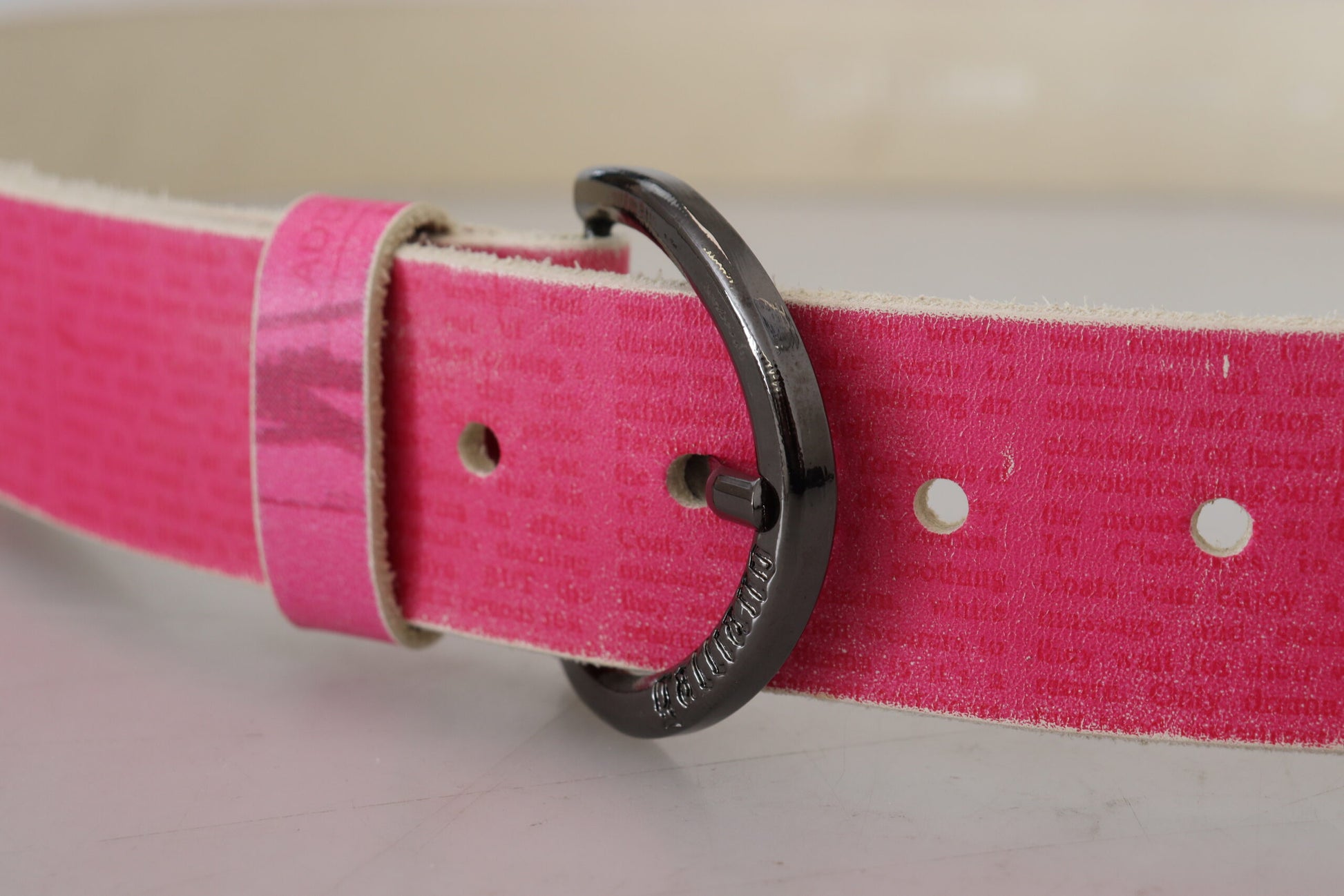 John Galliano Pink Leather Letter Logo Round Buckle Waist Belt - Designed by John Galliano Available to Buy at a Discounted Price on Moon Behind The Hill Online Designer Discount Store