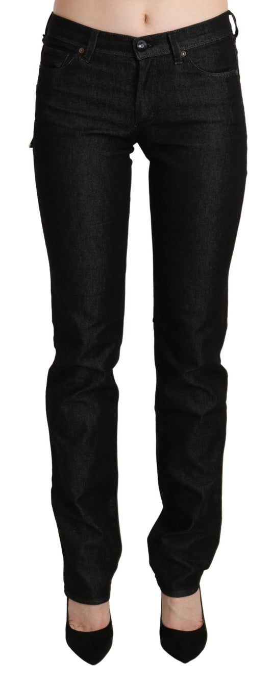 Black Mid Waist Skinny Slim Denim Trouser - Designed by Ermanno Scervino Available to Buy at a Discounted Price on Moon Behind The Hill Online Designer Discount Store
