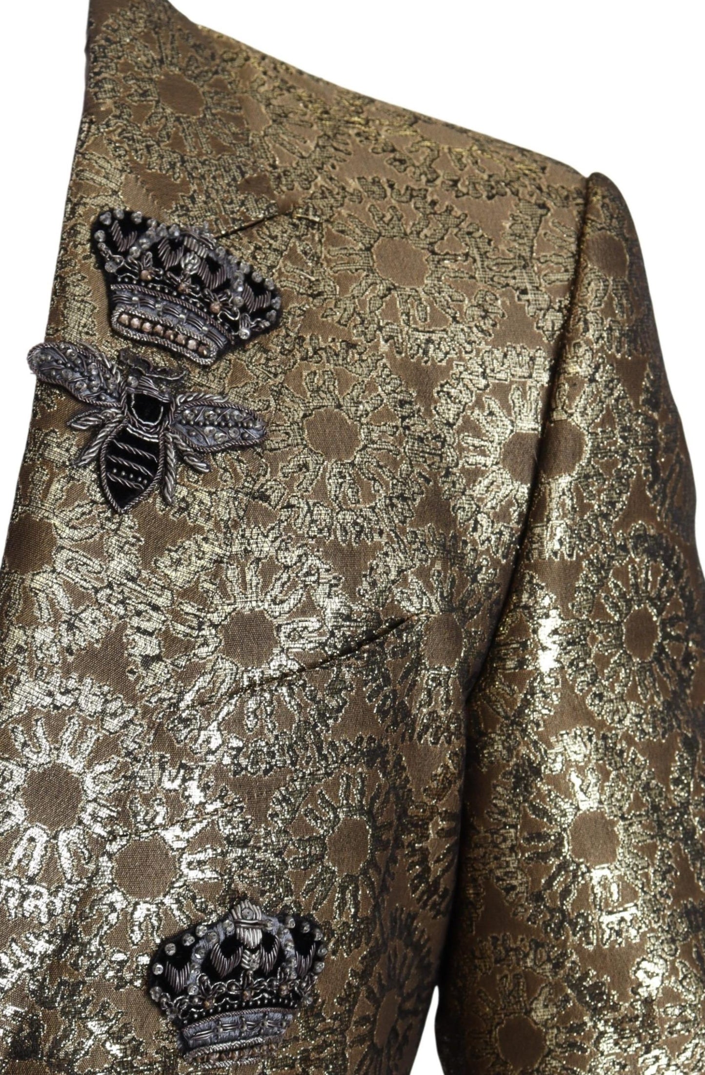 Gold Crystal Crown Bee MARTINI Blazer Jacket - Designed by Dolce & Gabbana Available to Buy at a Discounted Price on Moon Behind The Hill Online Designer Discount Store