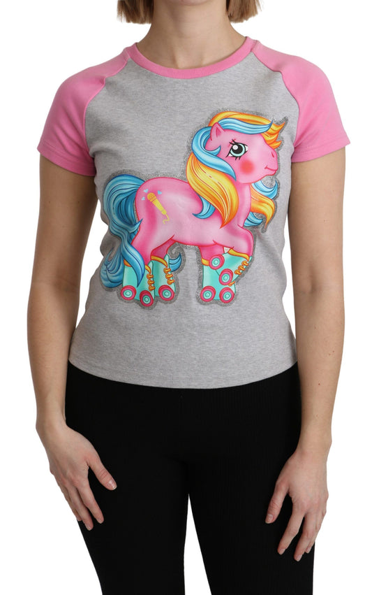 Grey and pink Cotton T-shirt My Little Pony Top - Designed by Moschino Available to Buy at a Discounted Price on Moon Behind The Hill Online Designer Discount Store