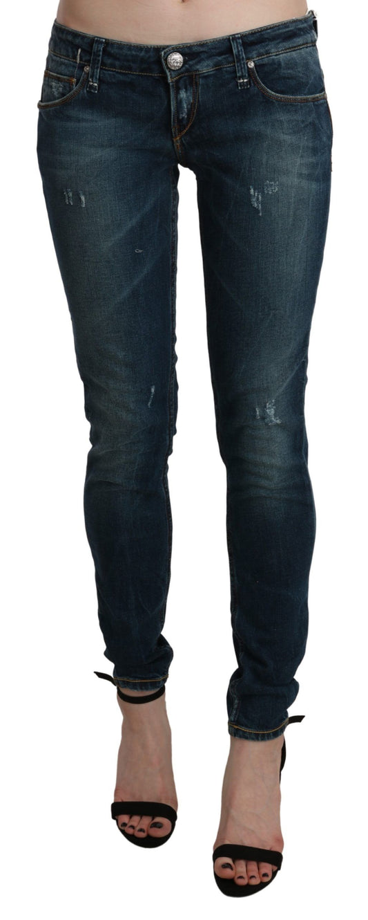 Blue Washed Low Waist Skinny Denim Jeans - Designed by Acht Available to Buy at a Discounted Price on Moon Behind The Hill Online Designer Discount Store