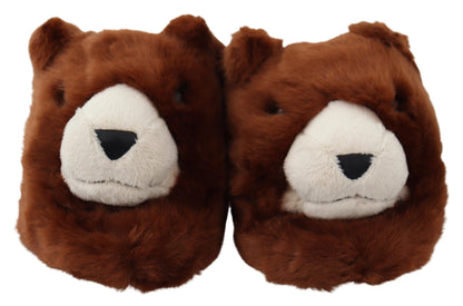Brown Teddy Bear Slippers Sandals Shoes - Designed by Dolce & Gabbana Available to Buy at a Discounted Price on Moon Behind The Hill Online Designer Discount Store