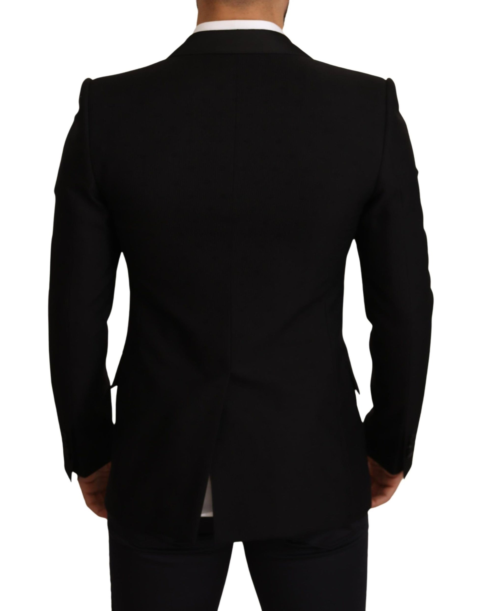Black Wool Slim Fit Coat Blazer Jacket - Designed by Dolce & Gabbana Available to Buy at a Discounted Price on Moon Behind The Hill Online Designer Discount Store