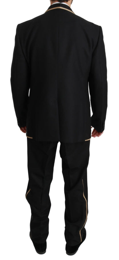 Dolce & Gabbana Men's Black Single Breasted 3 Piece SICILIA Suit - Designed by Dolce & Gabbana Available to Buy at a Discounted Price on Moon Behind The Hill Online Designer Discount Store