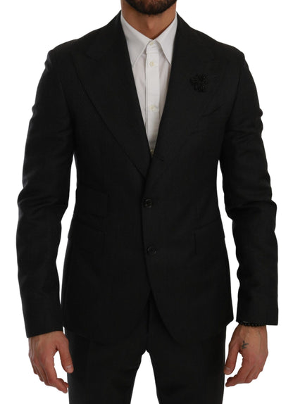 Dolce & Gabbana Men's Black Crystal Bee Slim Fit 2 Piece Suit - Designed by Dolce & Gabbana Available to Buy at a Discounted Price on Moon Behind The Hill Online Designer Discount Store