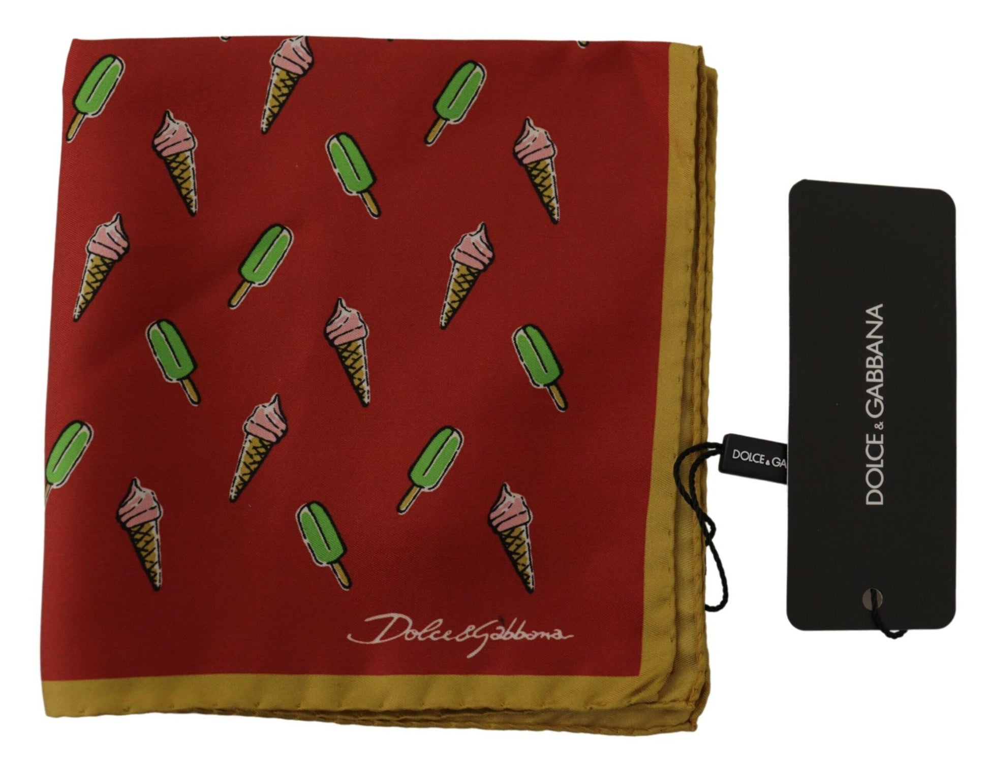 Dolce & Gabbana Multicolor Printed Square Mens Handkerchief Scarf - Designed by Dolce & Gabbana Available to Buy at a Discounted Price on Moon Behind The Hill Online Designer Discount Store