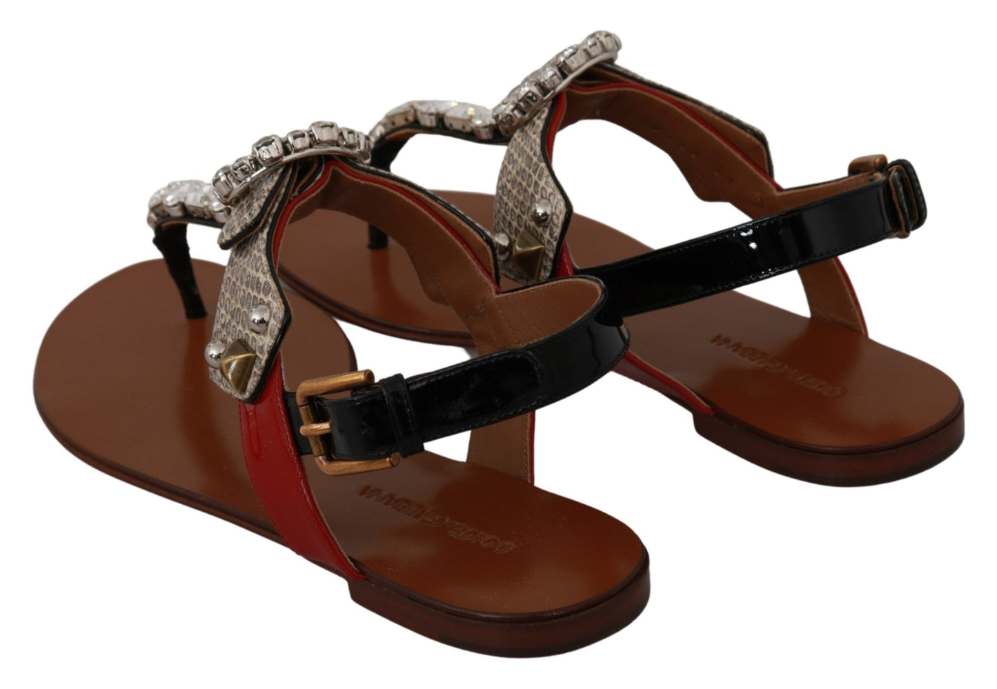 Leather Ayers Crystal Sandals Flip Flops Shoes - Designed by Dolce & Gabbana Available to Buy at a Discounted Price on Moon Behind The Hill Online Designer Discount Store