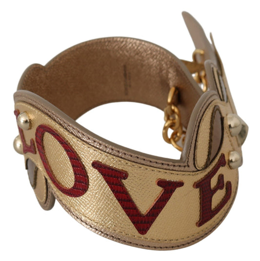 Gold Leather LOVE Bag Accessory Shoulder Strap - Designed by Dolce & Gabbana Available to Buy at a Discounted Price on Moon Behind The Hill Online Designer Discount Store