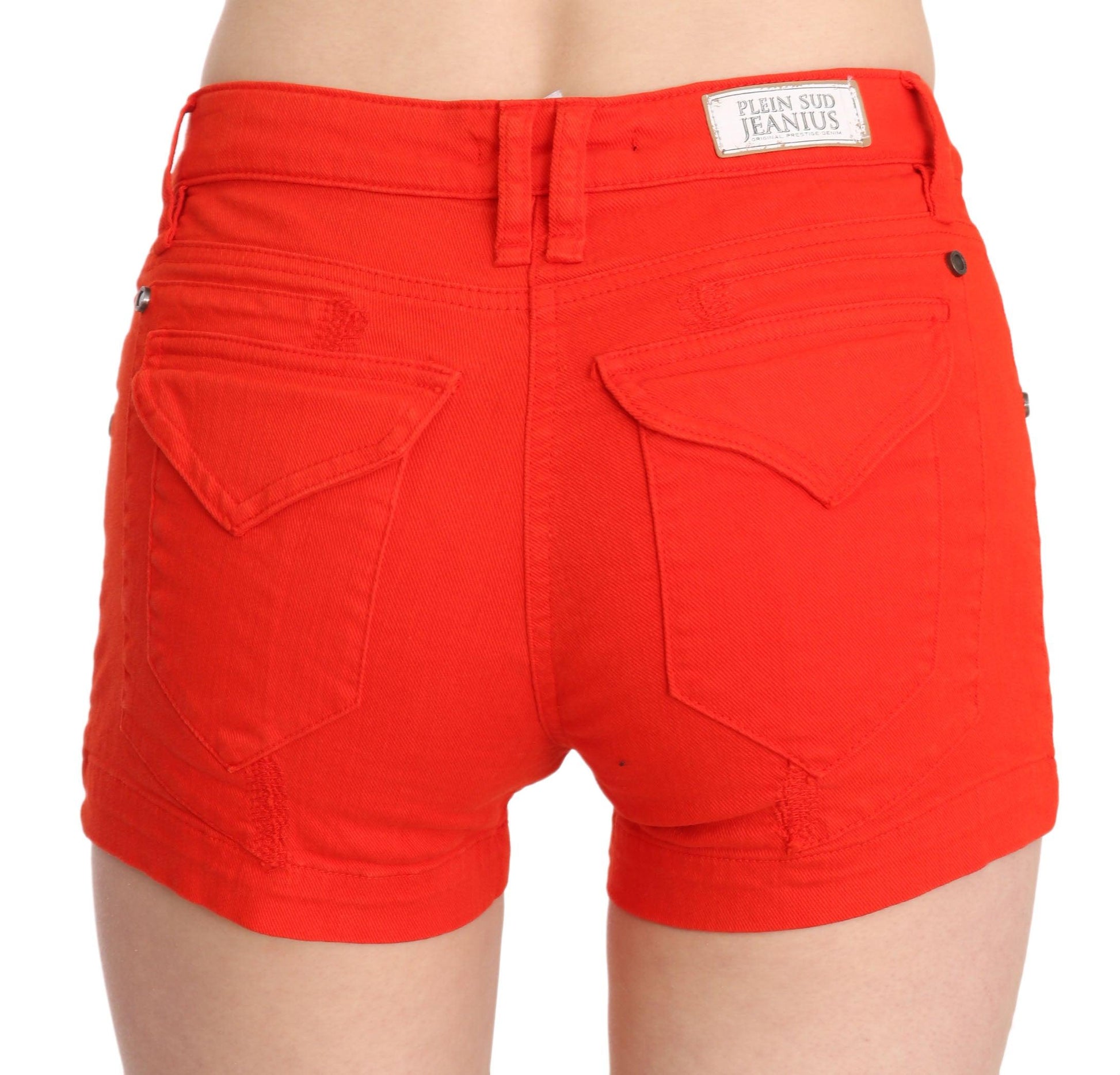 Orange Mid Waist Cotton Denim Mini designed by PLEIN SUD available from Moon Behind The Hill's Women's Clothing range