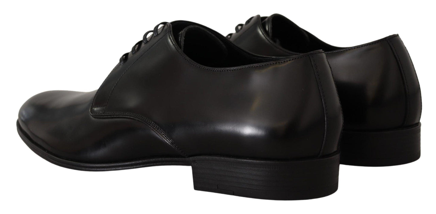 Black Leather Lace Up Formal Derby Shoes - Designed by Dolce & Gabbana Available to Buy at a Discounted Price on Moon Behind The Hill Online Designer Discount Store