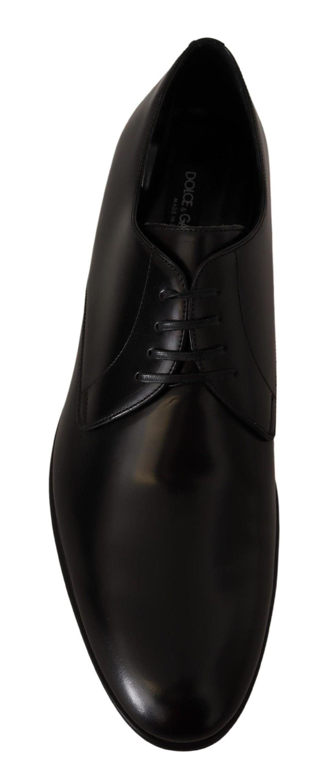 Black Leather Lace Up Formal Derby Shoes - Designed by Dolce & Gabbana Available to Buy at a Discounted Price on Moon Behind The Hill Online Designer Discount Store