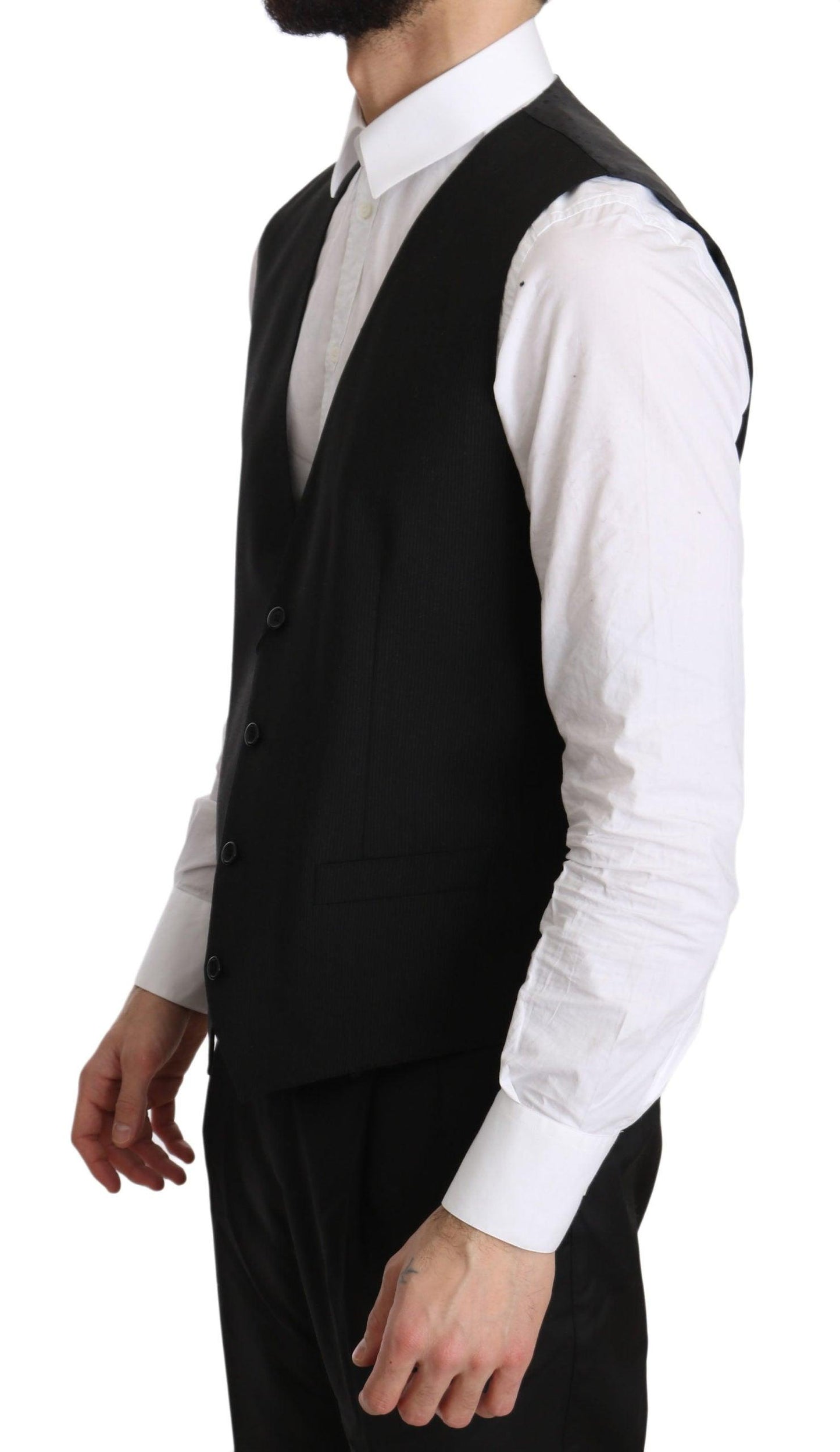 Gray Gilet STAFF Regular Fit Formal Vest - Designed by Dolce & Gabbana Available to Buy at a Discounted Price on Moon Behind The Hill Online Designer Discount Store