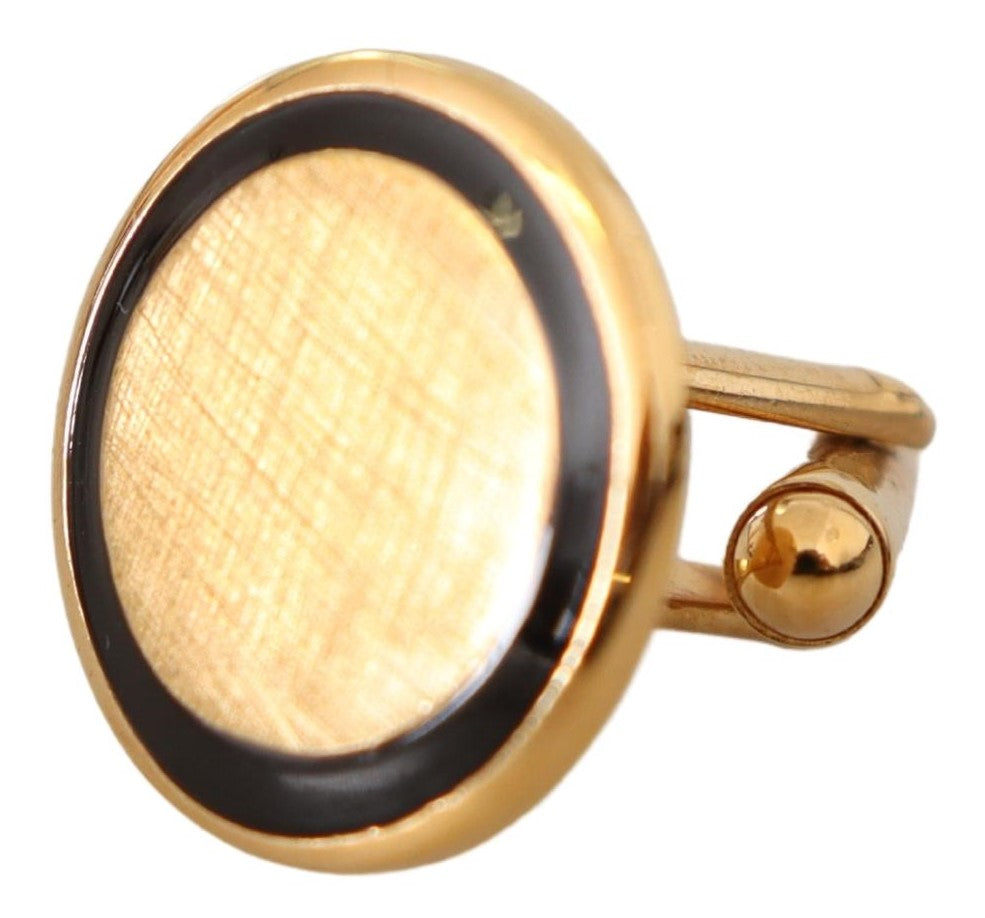 Dolce & Gabbana Gold Plated Brass Round Pin Men Cufflinks - Designed by Dolce & Gabbana Available to Buy at a Discounted Price on Moon Behind The Hill Online Designer Discount Store