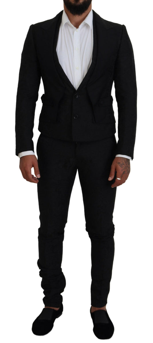 Dolce & Gabbana Men's Black Polyester Men 2 Piece MARTINI Suit - Designed by Dolce & Gabbana Available to Buy at a Discounted Price on Moon Behind The Hill Online Designer Discount Store