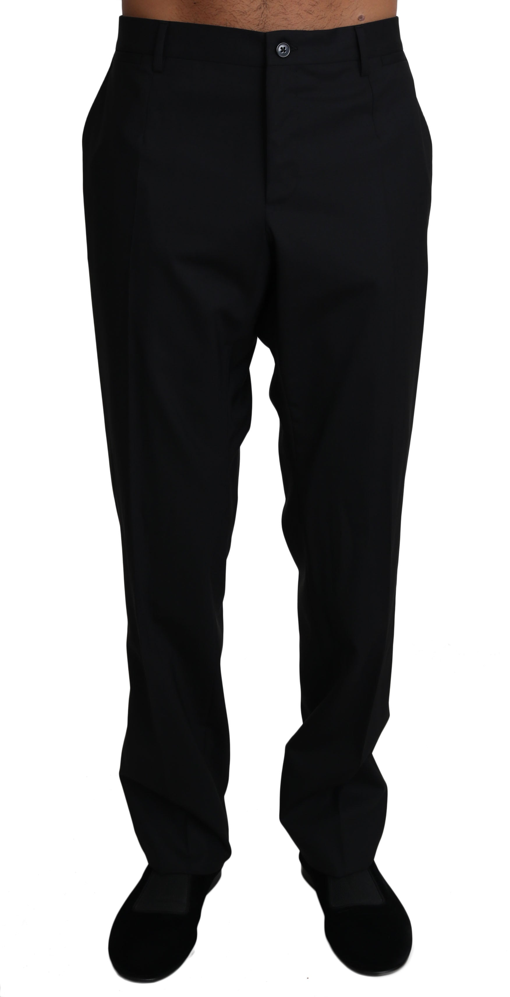 Black Wool Stretch Dress Trousers Pants - Designed by Dolce & Gabbana Available to Buy at a Discounted Price on Moon Behind The Hill Online Designer Discount Store