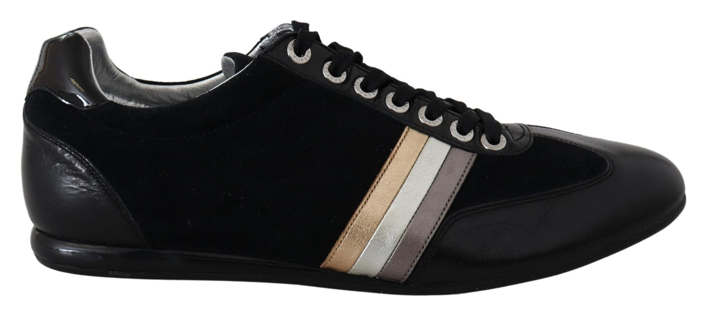 Black Logo Leather Casual Mens Scarpe Sneakers - Designed by Dolce & Gabbana Available to Buy at a Discounted Price on Moon Behind The Hill Online Designer Discount Store