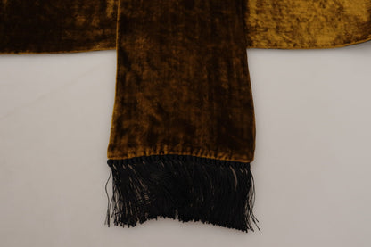 Dolce & Gabbana Brown Mens Shawl Warm Neck Wrap Fringe Silk Scarf - Designed by Dolce & Gabbana Available to Buy at a Discounted Price on Moon Behind The Hill Online Designer Discount Store