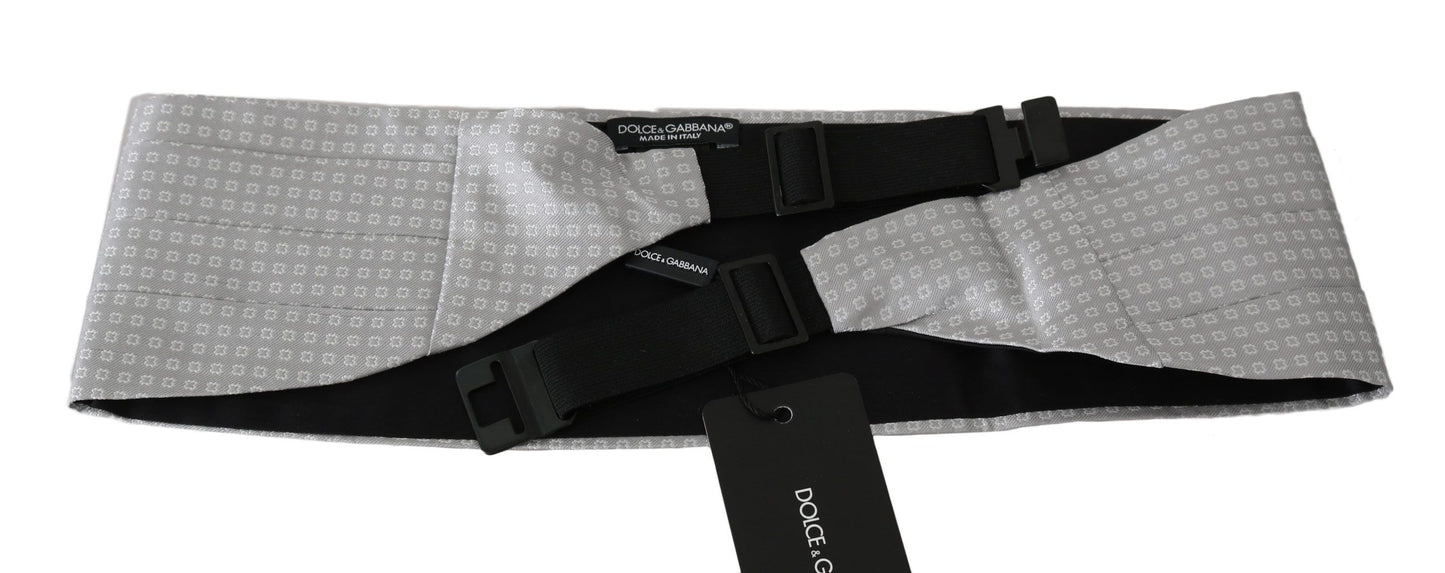 Gray Patterned Waist Belt Silk Cummerbund - Designed by Dolce & Gabbana Available to Buy at a Discounted Price on Moon Behind The Hill Online Designer Discount Store