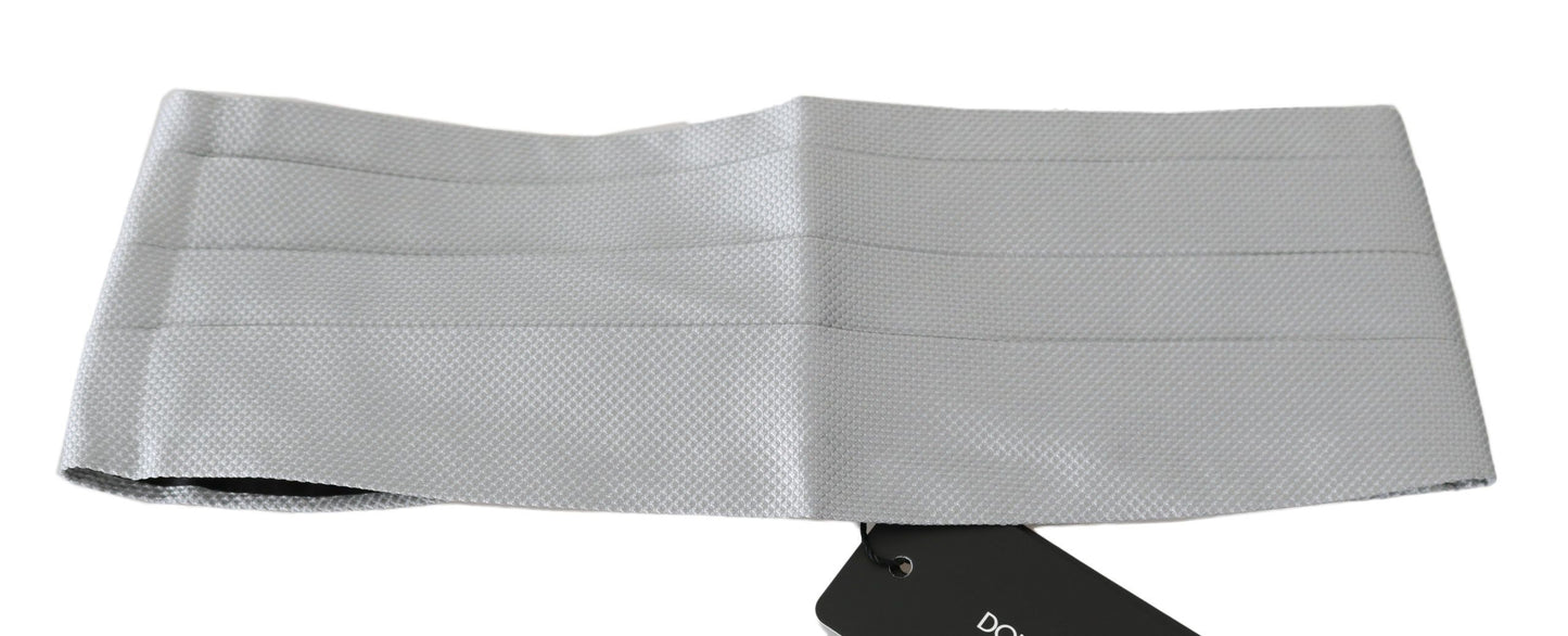 Gray Men Waist Belt 100% Silk Cummerbund - Designed by Dolce & Gabbana Available to Buy at a Discounted Price on Moon Behind The Hill Online Designer Discount Store