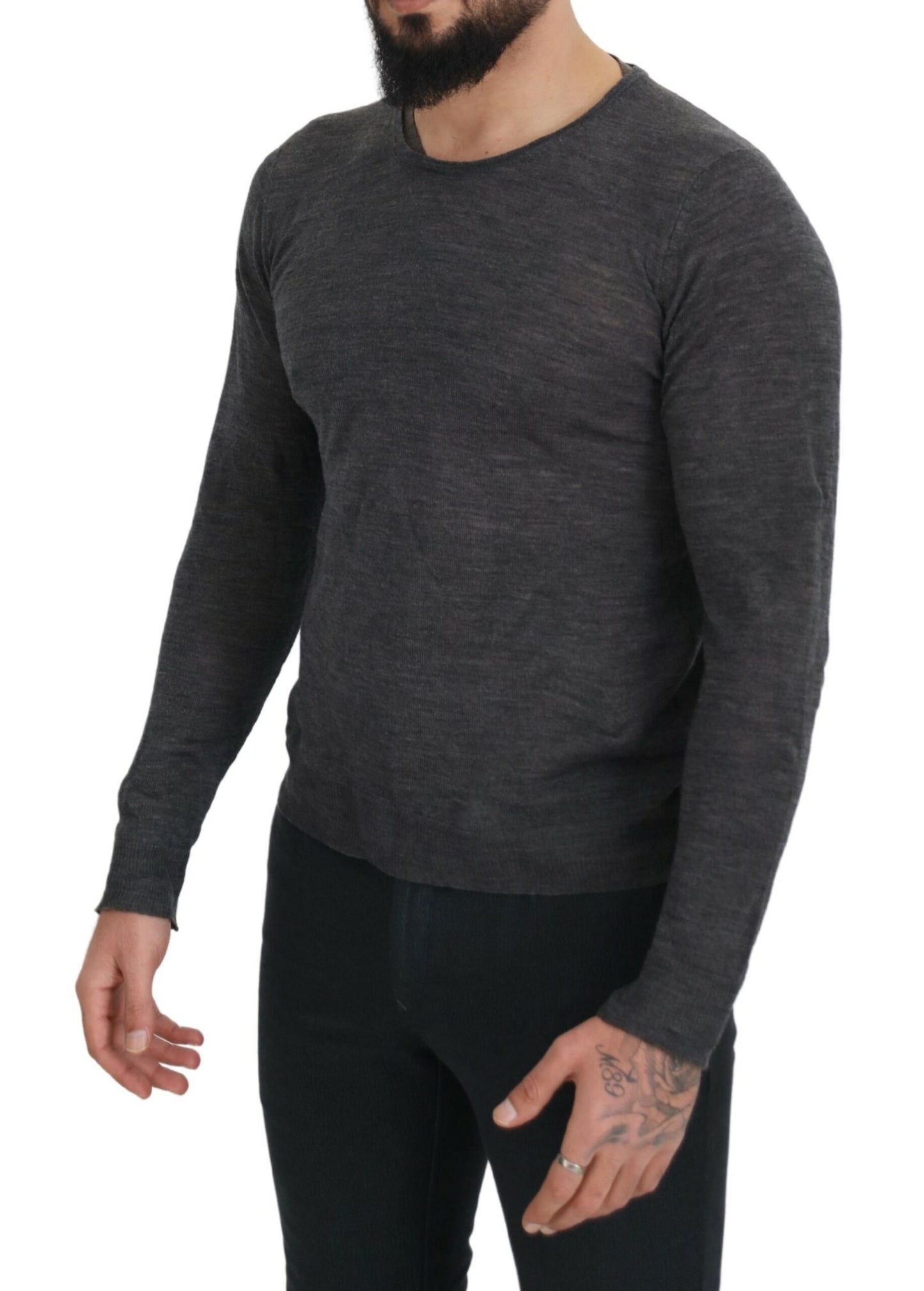 Costume National Men's Gray Crewneck Pullover Sweater - Designed by Costume National Available to Buy at a Discounted Price on Moon Behind The Hill Online Designer Discount Store