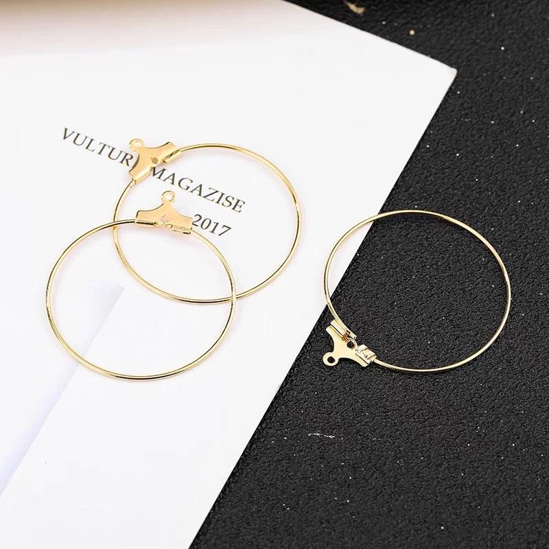 DIY supply - ear hoops (1 pair, gold/silver) - Designed by Upcycle with Jing Available to Buy at a Discounted Price on Moon Behind The Hill Online Designer Discount Store