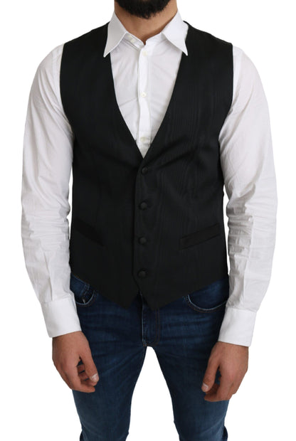Gray 100% Silk Formal Coat Vest - Designed by Dolce & Gabbana Available to Buy at a Discounted Price on Moon Behind The Hill Online Designer Discount Store