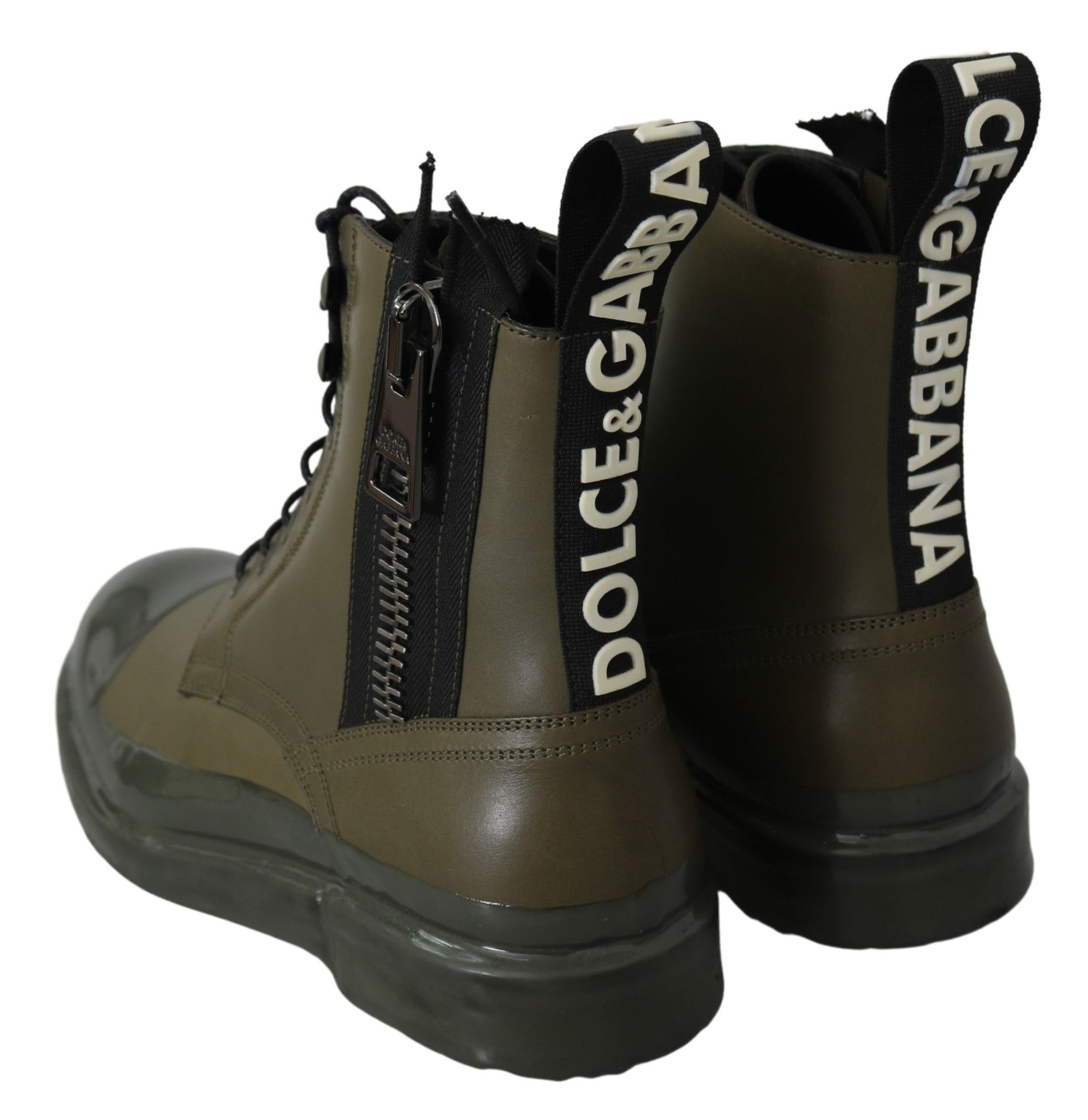 Dolce & Gabbana Green Leather Boots Zipper Mens Shoes - Designed by Dolce & Gabbana Available to Buy at a Discounted Price on Moon Behind The Hill Online Designer Discount Store