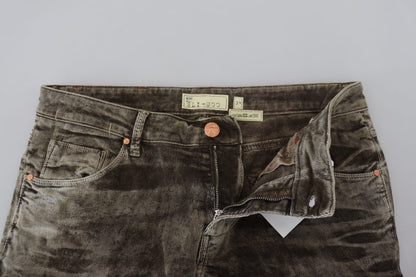 Acht Gray Washed Cotton Corduroy Slim Fit Men Jeans