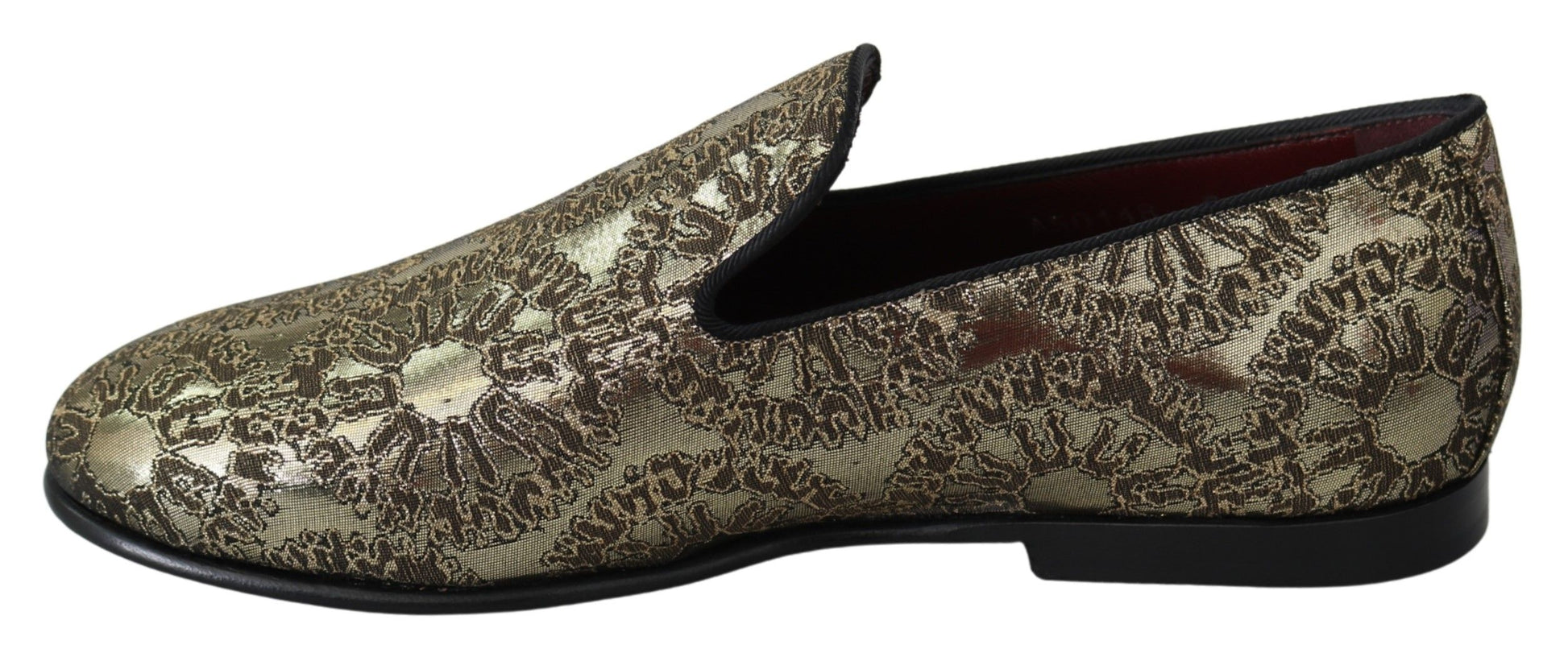 Gold Jacquard Flats Mens Loafers Shoes - Designed by Dolce & Gabbana Available to Buy at a Discounted Price on Moon Behind The Hill Online Designer Discount Store