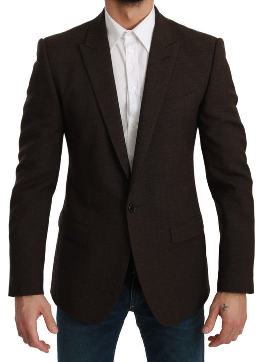Brown Slim Fit Coat Jacket MARTINI Blazer - Designed by Dolce & Gabbana Available to Buy at a Discounted Price on Moon Behind The Hill Online Designer Discount Store