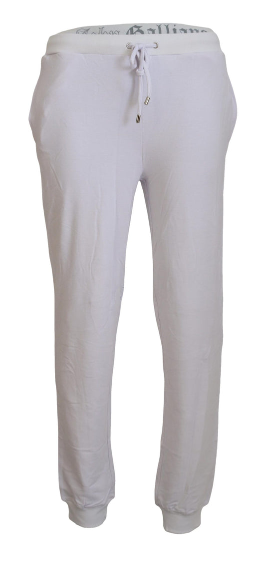 John Galliano White Cotton Logo Mens Jogger Pants - Designed by John Galliano Available to Buy at a Discounted Price on Moon Behind The Hill Online Designer Discount Store