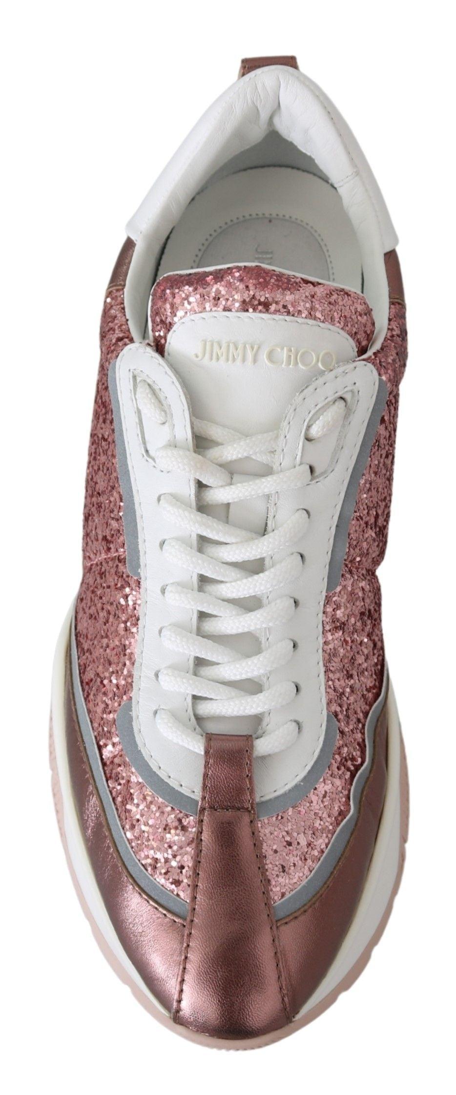 Jimmy Choo Pink Candyfloss Leather Raine Sneakers - Designed by Jimmy Choo Available to Buy at a Discounted Price on Moon Behind The Hill Online Designer Discount Store