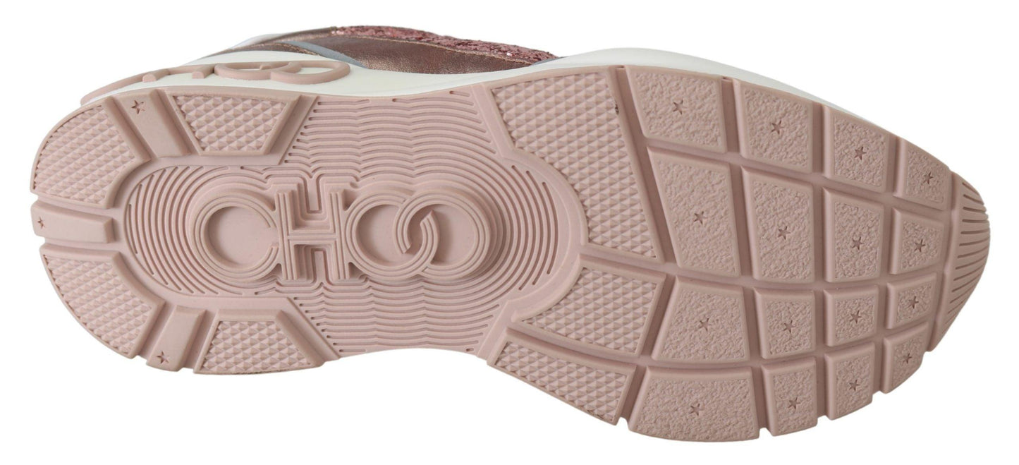 Jimmy Choo Pink Candyfloss Leather Raine Sneakers - Designed by Jimmy Choo Available to Buy at a Discounted Price on Moon Behind The Hill Online Designer Discount Store