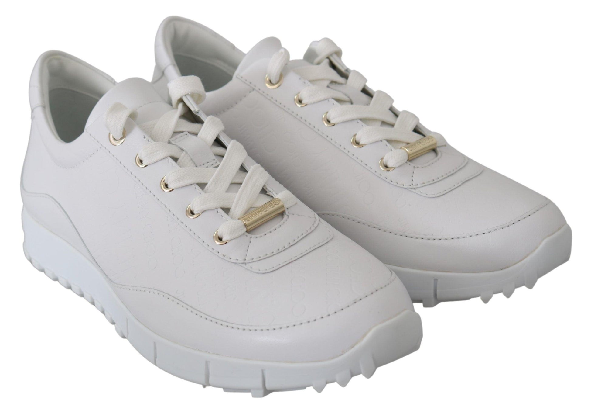 Jimmy Choo White Leather Monza Sneakers - Designed by Jimmy Choo Available to Buy at a Discounted Price on Moon Behind The Hill Online Designer Discount Store