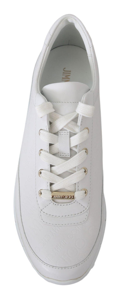 Jimmy Choo White Leather Monza Sneakers - Designed by Jimmy Choo Available to Buy at a Discounted Price on Moon Behind The Hill Online Designer Discount Store