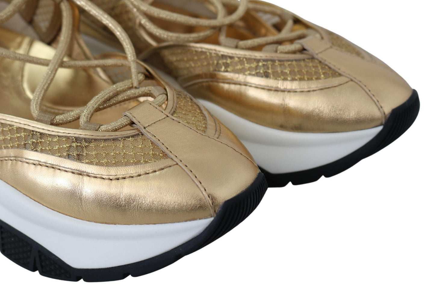 Jimmy Choo Gold Mesh Leather Michigan Sneakers - Designed by Jimmy Choo Available to Buy at a Discounted Price on Moon Behind The Hill Online Designer Discount Store