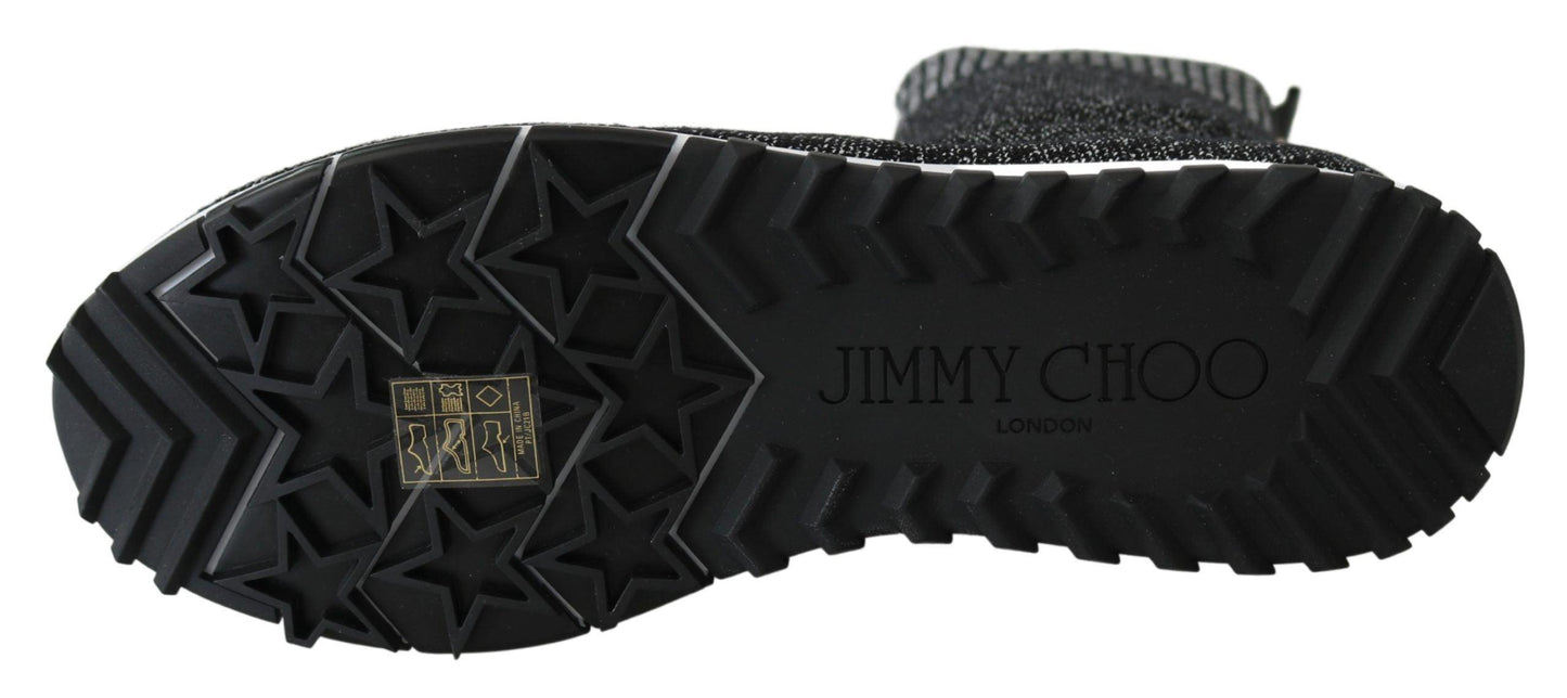 Jimmy Choo Black Silver Lurex Mix Norway Sneakers - Designed by Jimmy Choo Available to Buy at a Discounted Price on Moon Behind The Hill Online Designer Discount Store