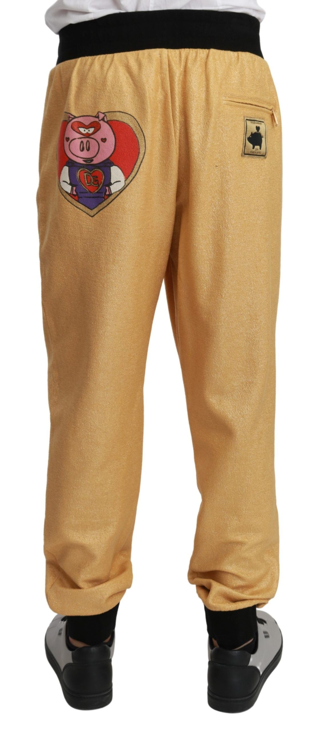 Gold Year Of The Pig Cotton Mens Pants - Designed by Dolce & Gabbana Available to Buy at a Discounted Price on Moon Behind The Hill Online Designer Discount Store