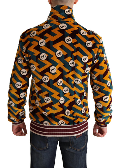 Multicolor Velvet DG Logo Mens Sweater Jacket
