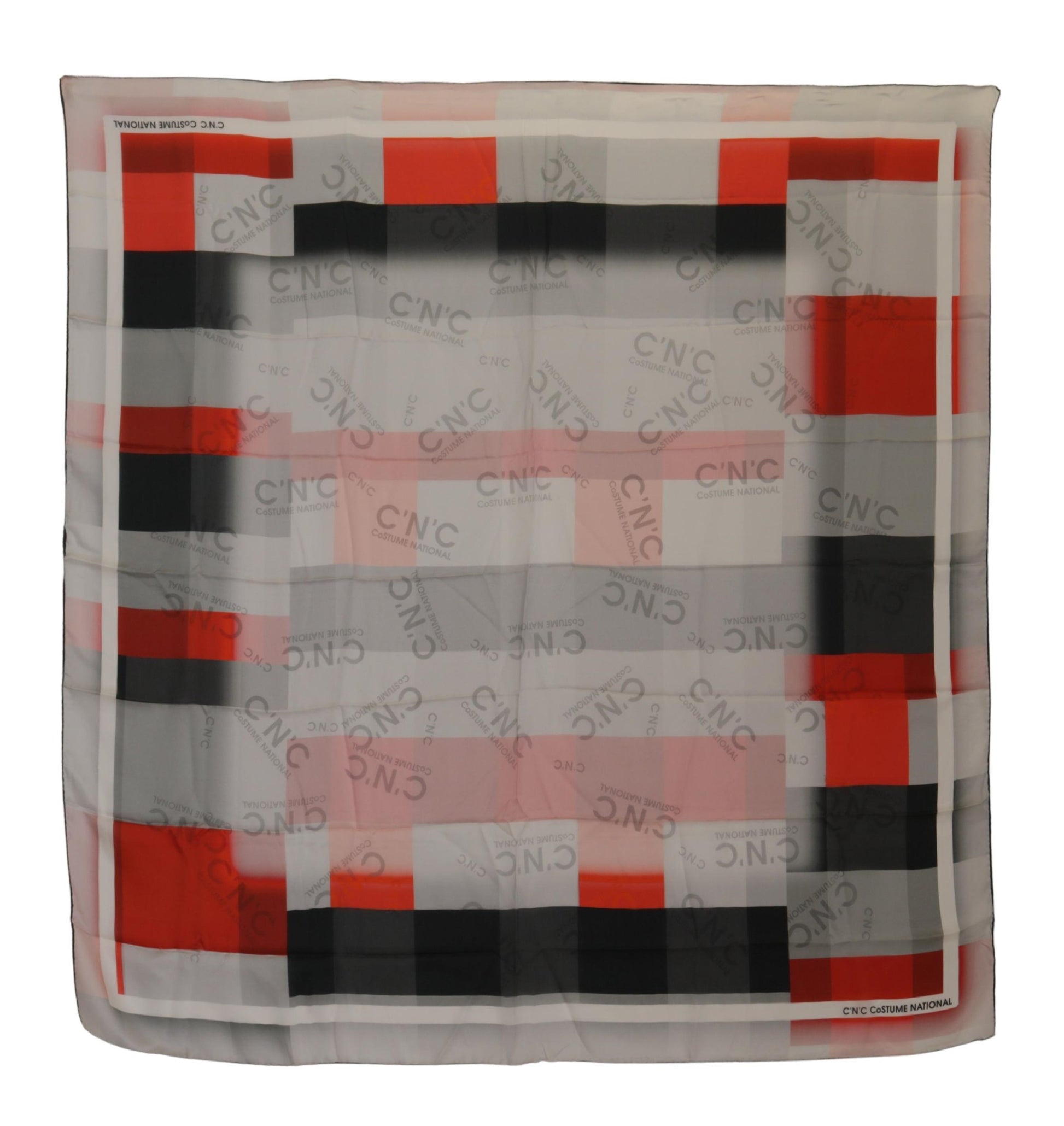 Costume National Gray Red Shawl Foulard Wrap Scarf - Designed by Costume National Available to Buy at a Discounted Price on Moon Behind The Hill Online Designer Discount Store
