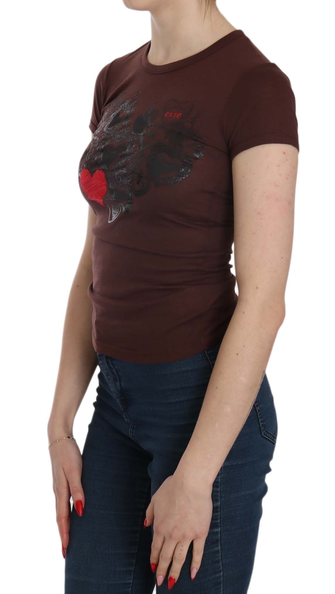 Brown Hearts Short Sleeve Casual T-shirt Top - Designed by Exte Available to Buy at a Discounted Price on Moon Behind The Hill Online Designer Discount Store