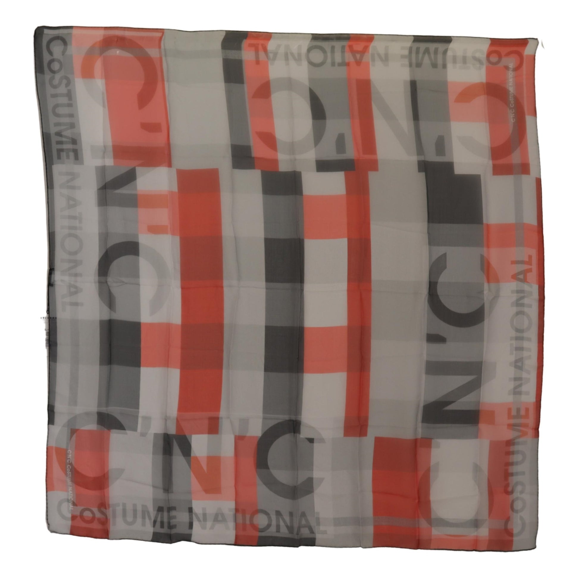 Costume National Gray Red Shawl Foulard Wrap  Scarf - Designed by Costume National Available to Buy at a Discounted Price on Moon Behind The Hill Online Designer Discount Store